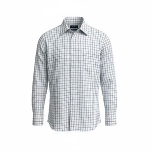 Roundtree & Yorke White and Blue Grid Dress Shirt